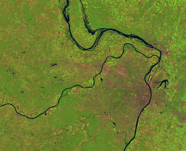 Satellite view of St. Louis, 1991